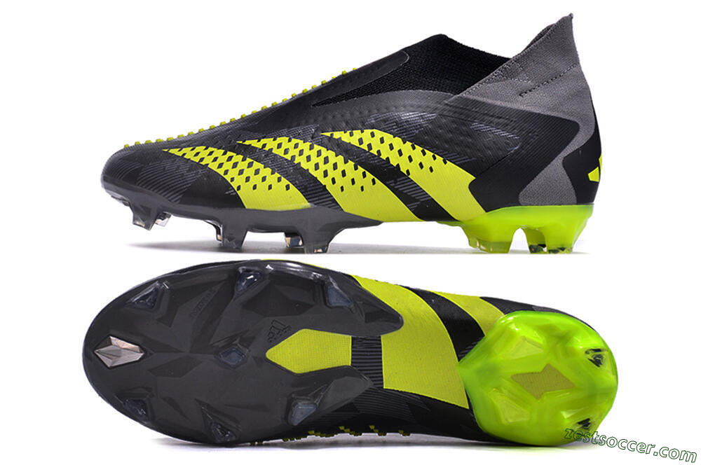 Adidas Predator Accuracy+ FG High-Tops Soccer Cleats - Black/Grey/Yellow 1
