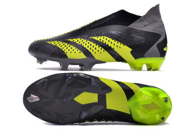 Adidas Predator Accuracy+ FG High-Tops Soccer Cleats - Black/Grey/Yellow