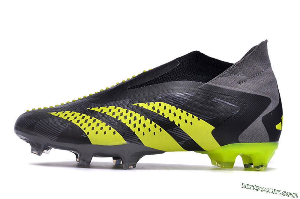 Adidas Predator Accuracy+ FG High-Tops Soccer Cleats - Black/Grey/Yellow 2