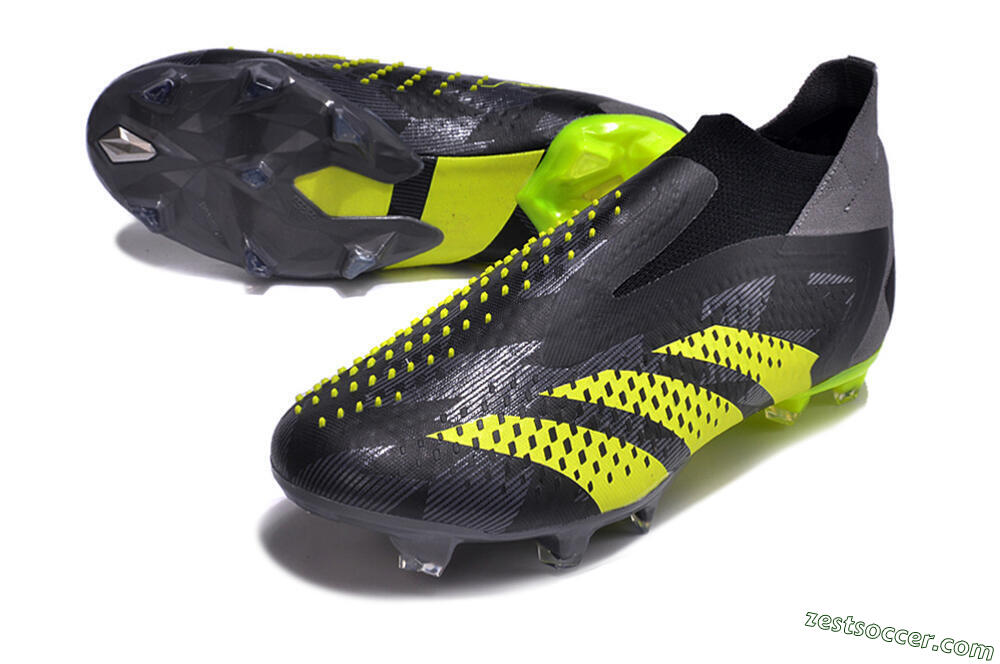 Adidas Predator Accuracy+ FG High-Tops Soccer Cleats - Black/Grey/Yellow 3