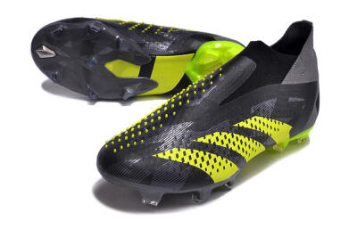 Adidas Predator Accuracy+ FG High-Tops Soccer Cleats - Black/Grey/Yellow
