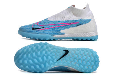 Nike Phantom GX Elite DF Link TF High-Tops Soccer Shoes - White/Blue/Pink
