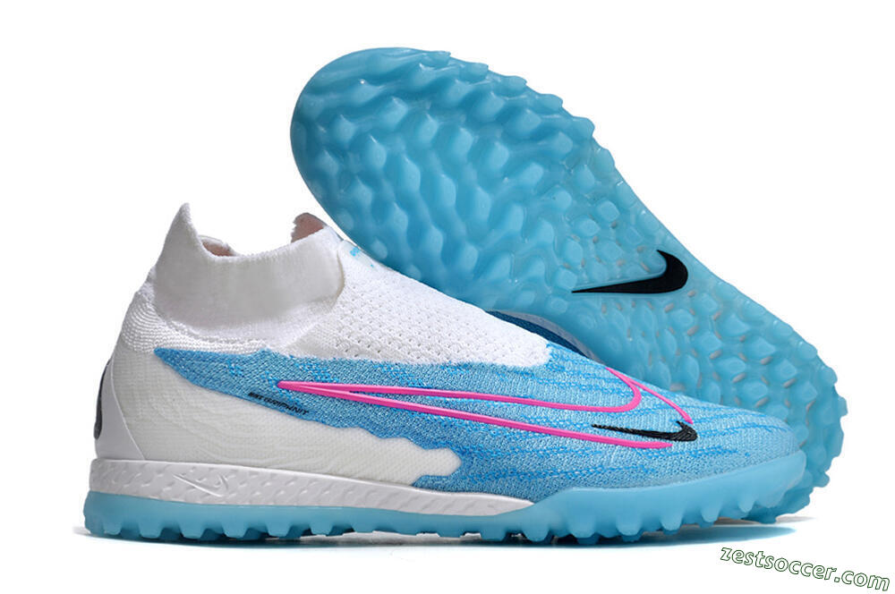 Nike Phantom GX Elite DF Link TF High-Tops Soccer Shoes - White/Blue/Pink 0