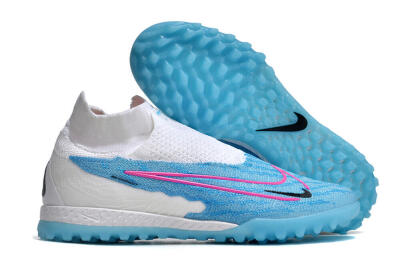 Nike Phantom GX Elite DF Link TF High-Tops Soccer Shoes - White/Blue/Pink