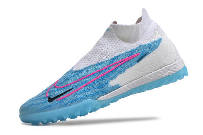 Nike Phantom GX Elite DF Link TF High-Tops Soccer Shoes - White/Blue/Pink