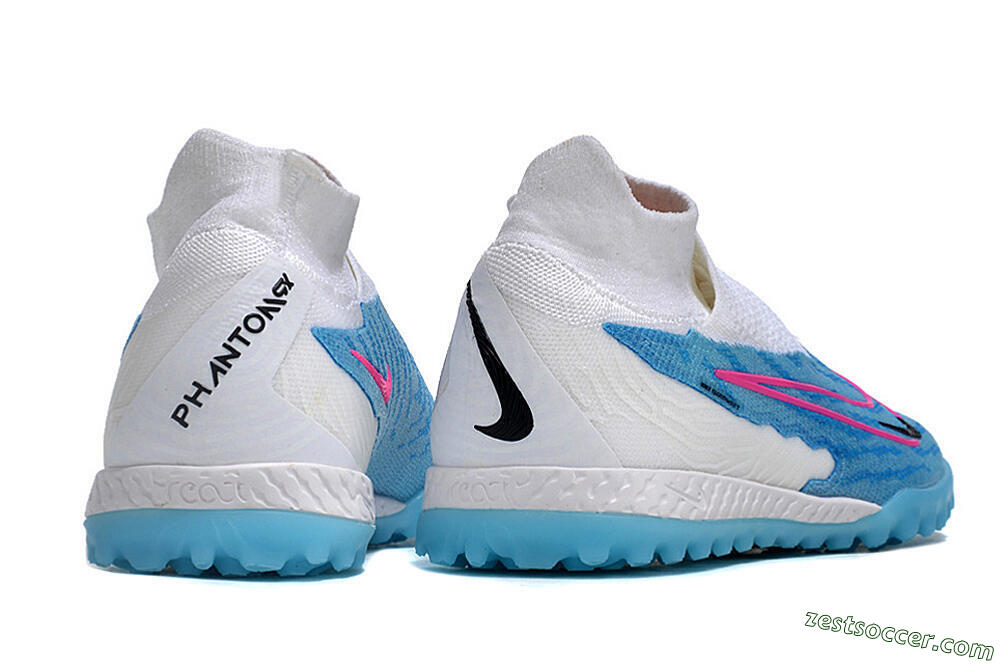 Nike Phantom GX Elite DF Link TF High-Tops Soccer Shoes - White/Blue/Pink 6