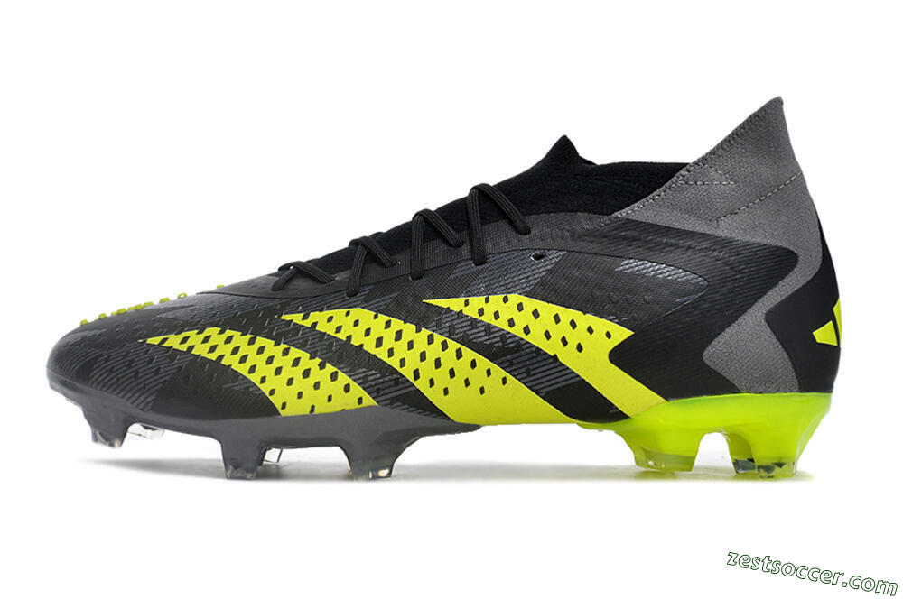 Adidas Predator Accuracy.1 FG High-Tops Soccer Cleats - Black/Grey/Yellow 2