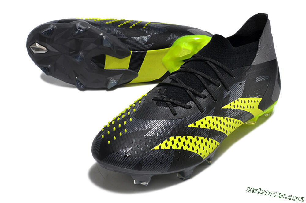 Adidas Predator Accuracy.1 FG High-Tops Soccer Cleats - Black/Grey/Yellow 3