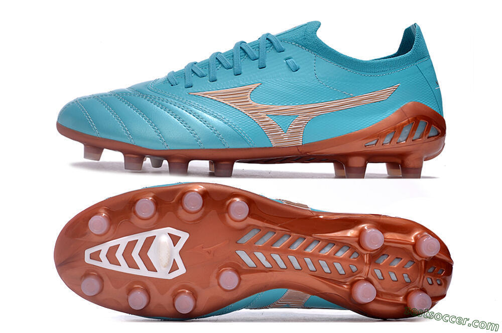 Mizuno Morelia Neo 3 Made in Japan FG Low-Tops Soccer Cleats - Blue/Brown 1