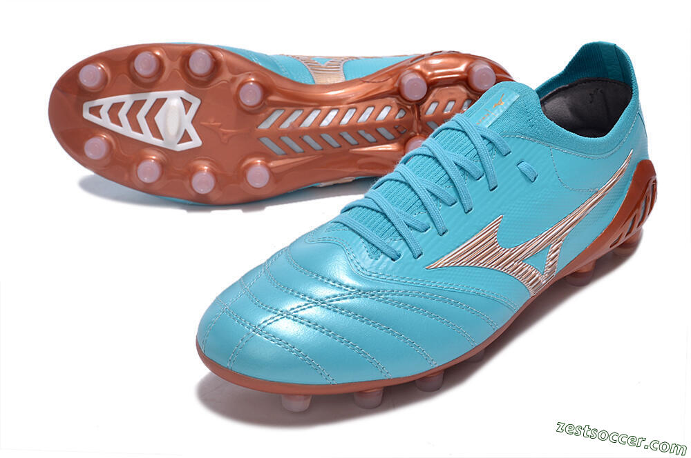 Mizuno Morelia Neo 3 Made in Japan FG Low-Tops Soccer Cleats - Blue/Brown 3