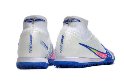 Nike Air Zoom Mercurial Superfly 9 Elite TF High-Tops Soccer Shoes - White/Blue/Pink