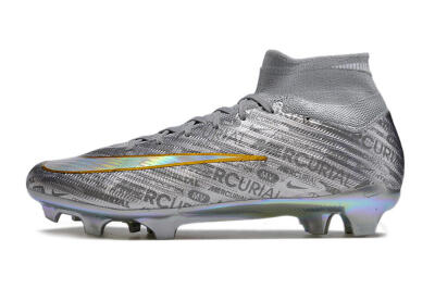 Nike Air Zoom Mercurial Superfly 15 Elite FG High-Tops Soccer Cleats - Sliver/Gold/Rainbow
