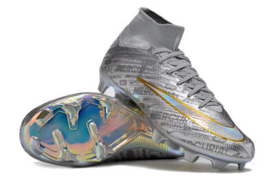 Nike Air Zoom Mercurial Superfly 15 Elite FG High-Tops Soccer Cleats - Sliver/Gold/Rainbow