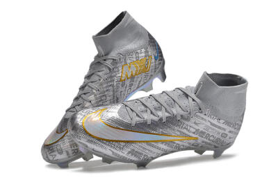 Nike Air Zoom Mercurial Superfly 15 Elite FG High-Tops Soccer Cleats - Sliver/Gold/Rainbow
