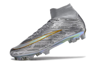 Nike Air Zoom Mercurial Superfly 15 Elite FG High-Tops Soccer Cleats - Sliver/Gold/Rainbow