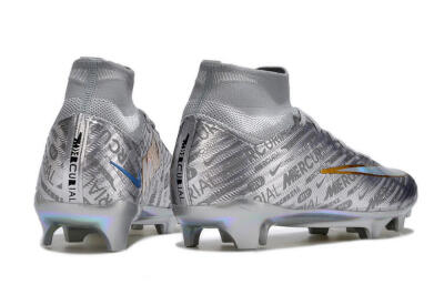 Nike Air Zoom Mercurial Superfly 15 Elite FG High-Tops Soccer Cleats - Sliver/Gold/Rainbow