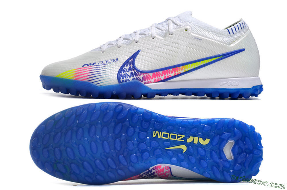 Nike Air Zoom Mercurial Vapor 15 Elite TF Low-Tops Soccer Shoes - White/Blue/Pink 1