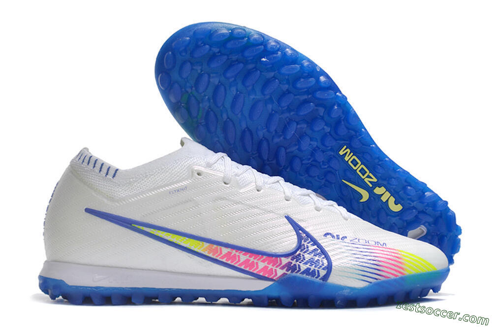 Nike Air Zoom Mercurial Vapor 15 Elite TF Low-Tops Soccer Shoes - White/Blue/Pink 0