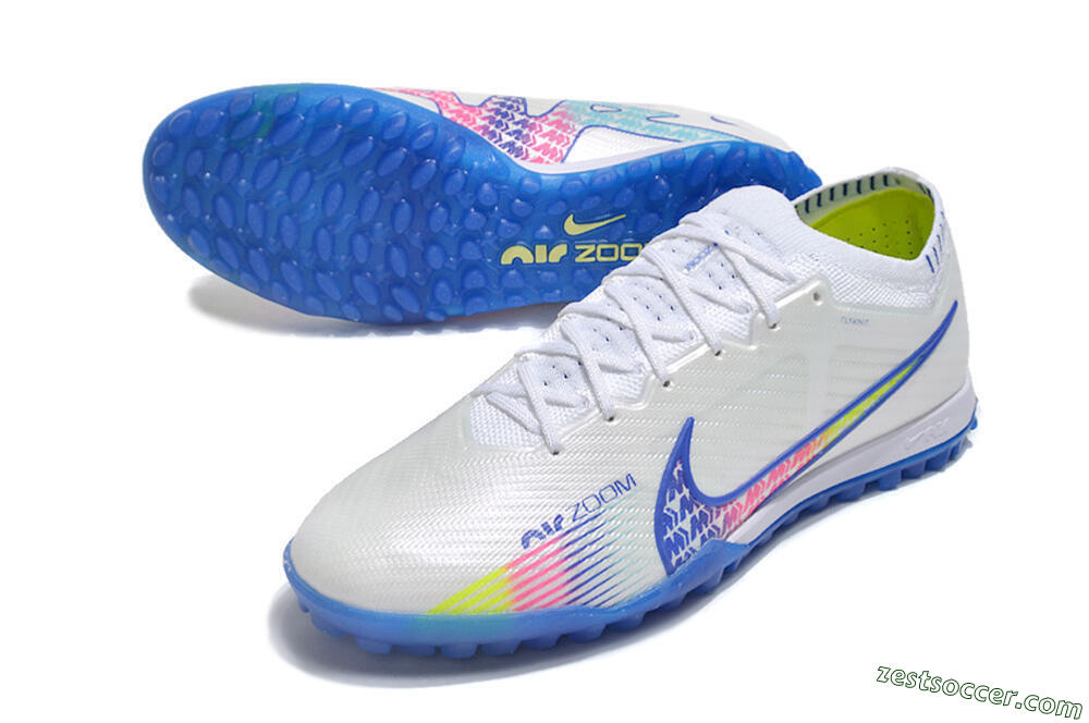 Nike Air Zoom Mercurial Vapor 15 Elite TF Low-Tops Soccer Shoes - White/Blue/Pink 3