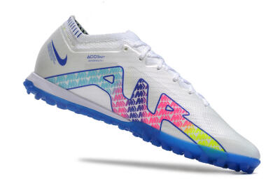 Nike Air Zoom Mercurial Vapor 15 Elite TF Low-Tops Soccer Shoes - White/Blue/Pink