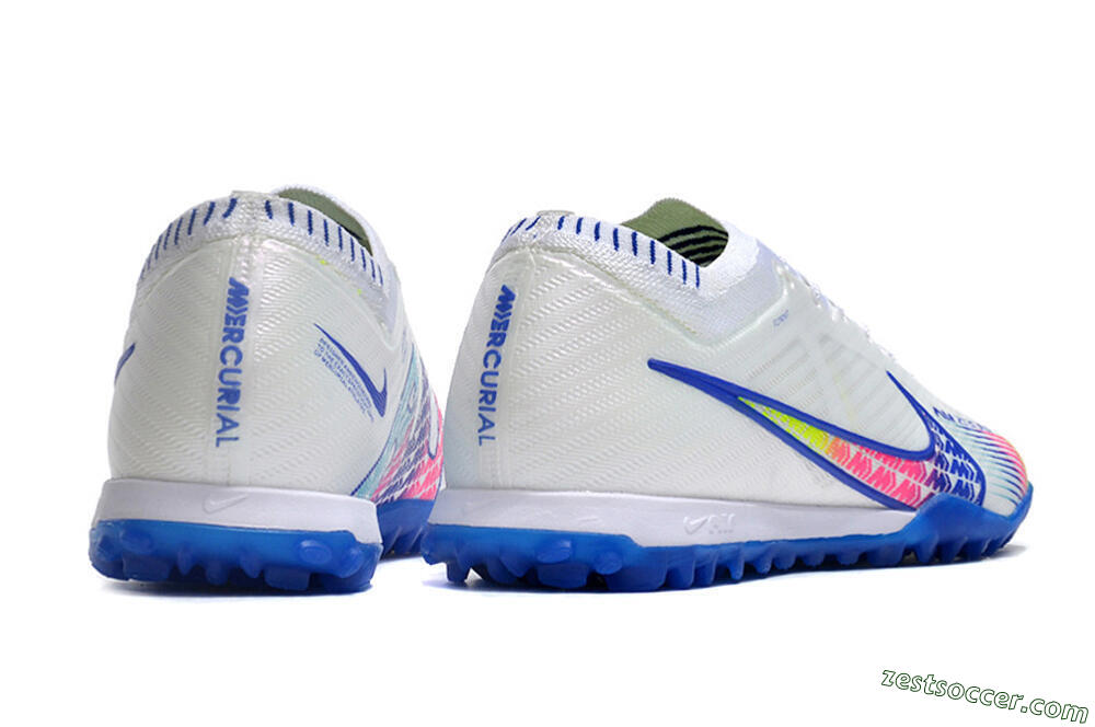 Nike Air Zoom Mercurial Vapor 15 Elite TF Low-Tops Soccer Shoes - White/Blue/Pink 6