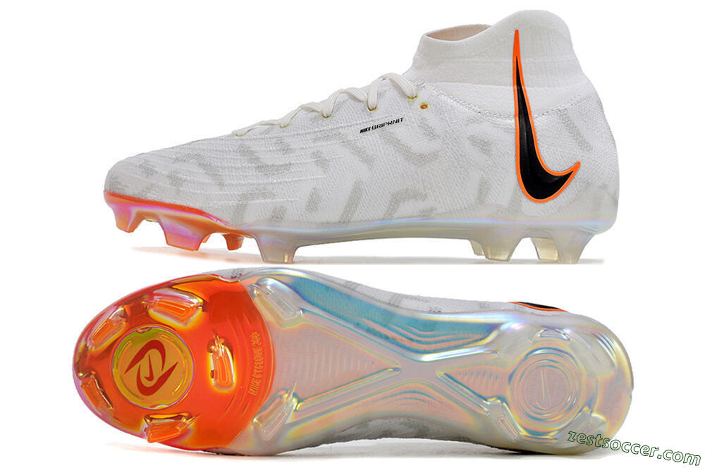 Nike Phantom Luna Elite FG High-Tops Soccer Cleats - White/Black/Orange 1