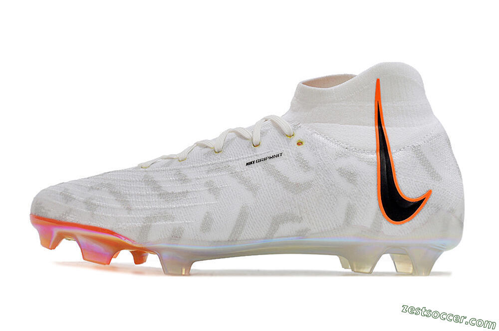 Nike Phantom Luna Elite FG High-Tops Soccer Cleats - White/Black/Orange 2