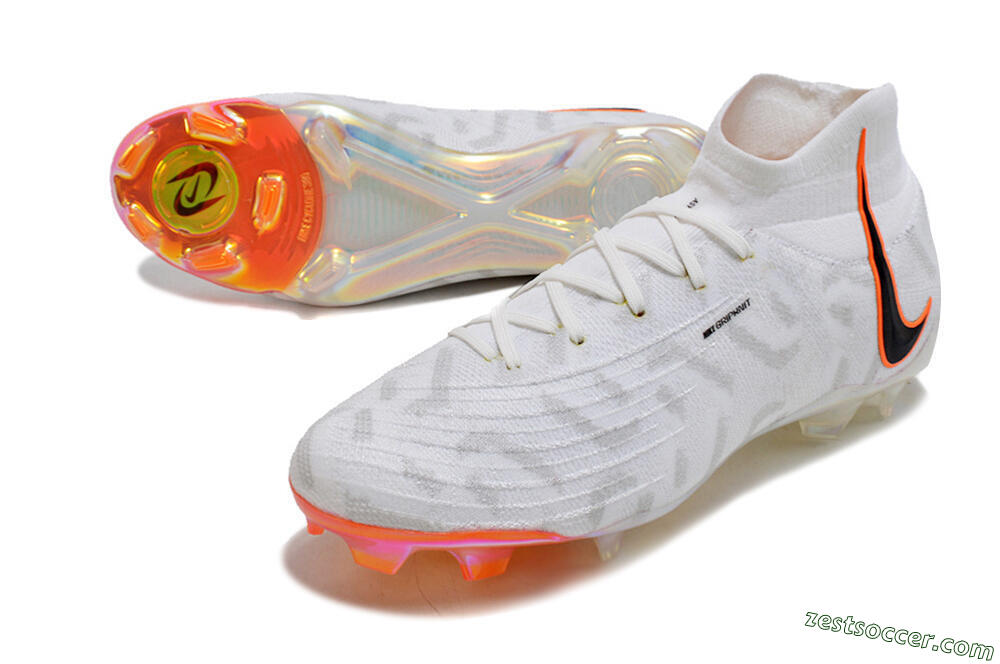 Nike Phantom Luna Elite FG High-Tops Soccer Cleats - White/Black/Orange 3
