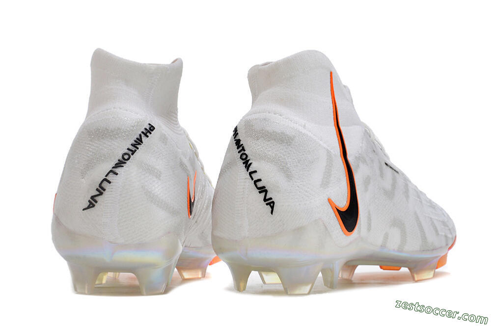 Nike Phantom Luna Elite FG High-Tops Soccer Cleats - White/Black/Orange 6