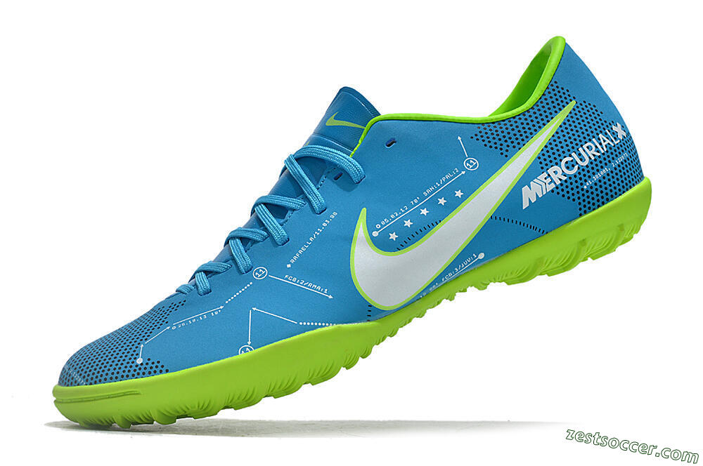 NIke Mercuricalx Victory 6 TF Low-Tops Soccer Shoes - Blue/Silver/Green 5