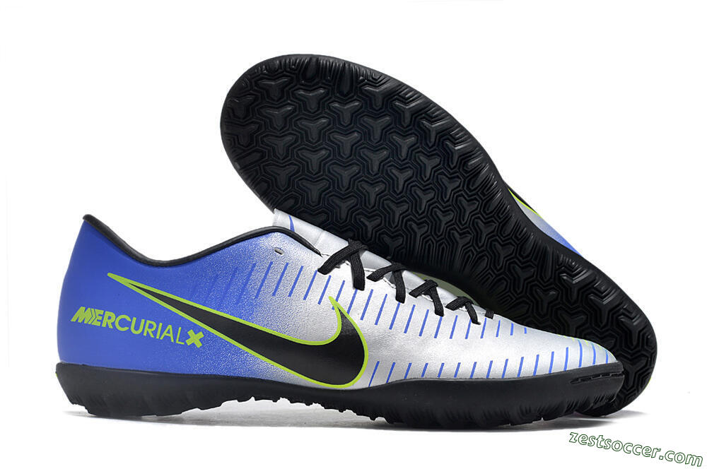 NIke Mercuricalx Victory 6 TF Low-Tops Soccer Shoes - Silver/Blue/Green/Black 0