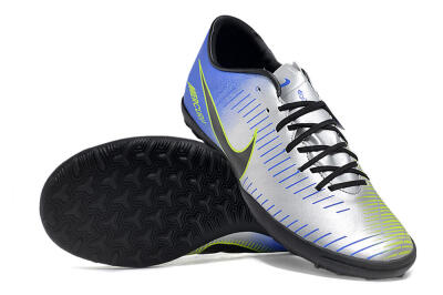 NIke Mercuricalx Victory 6 TF Low-Tops Soccer Shoes - Silver/Blue/Green/Black