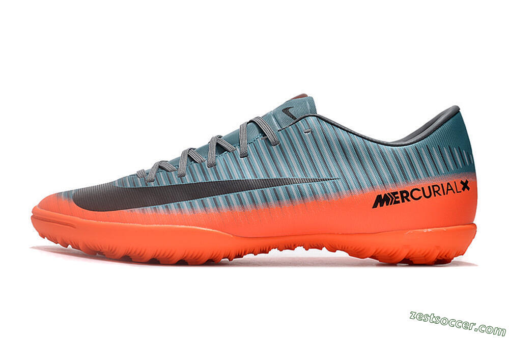NIke Mercuricalx Victory 6 TF Low-Tops Soccer Shoes - Blue/Black/Orange 2