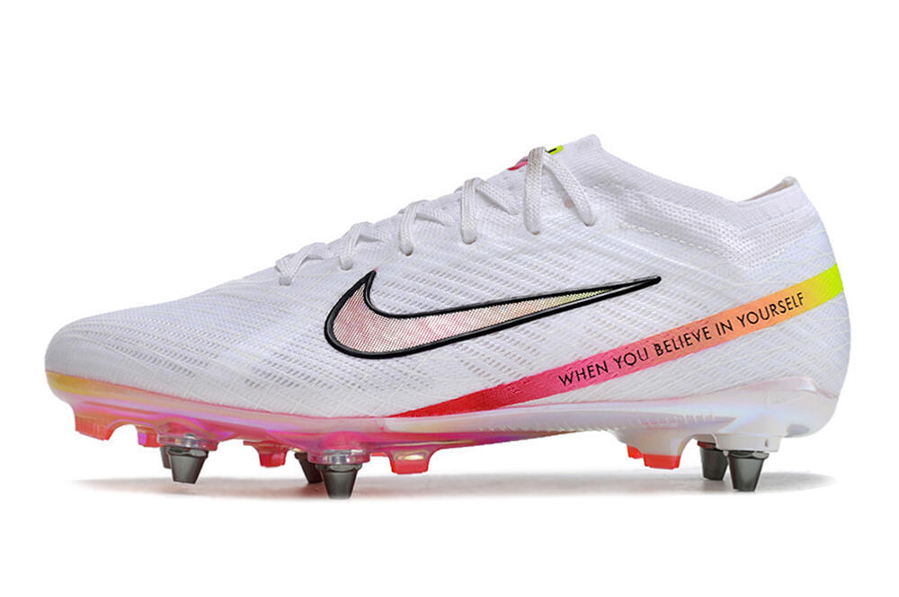 Nike Air Zoom Mercurial Vapor 15 Elite SG Low-Tops Soccer Cleats - White/Pink/Yellow/Black 2