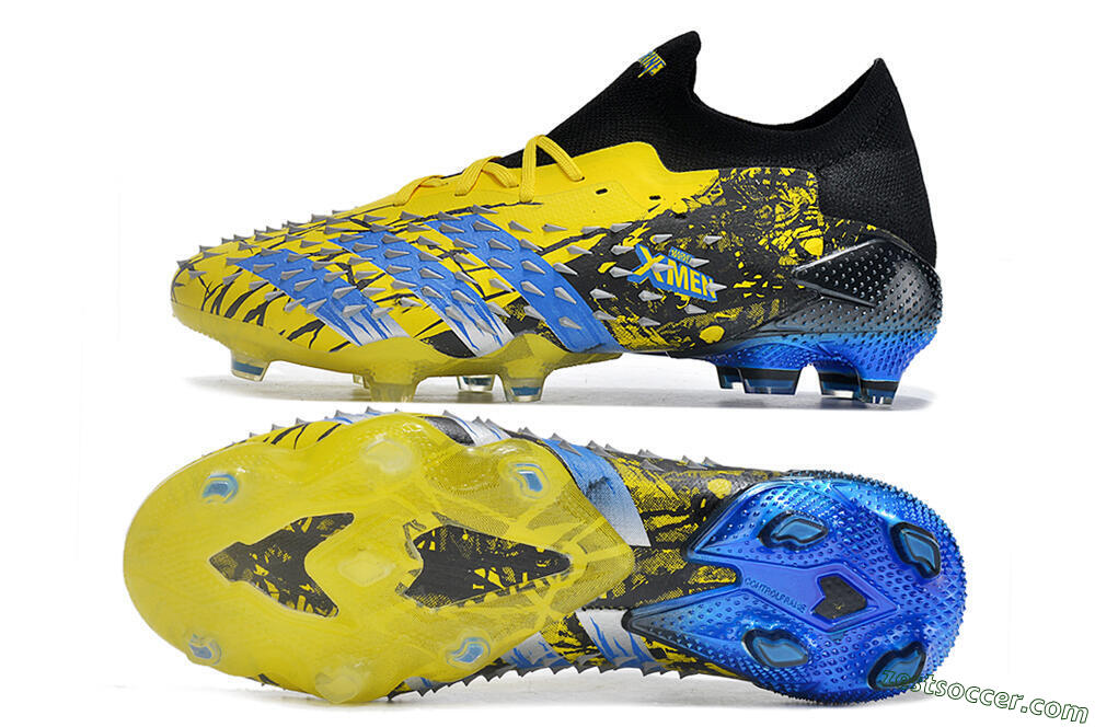 Adidas Predator Freak.1 Low FG Low-Tops Soccer Cleats - Yellow/Black/Blue 1