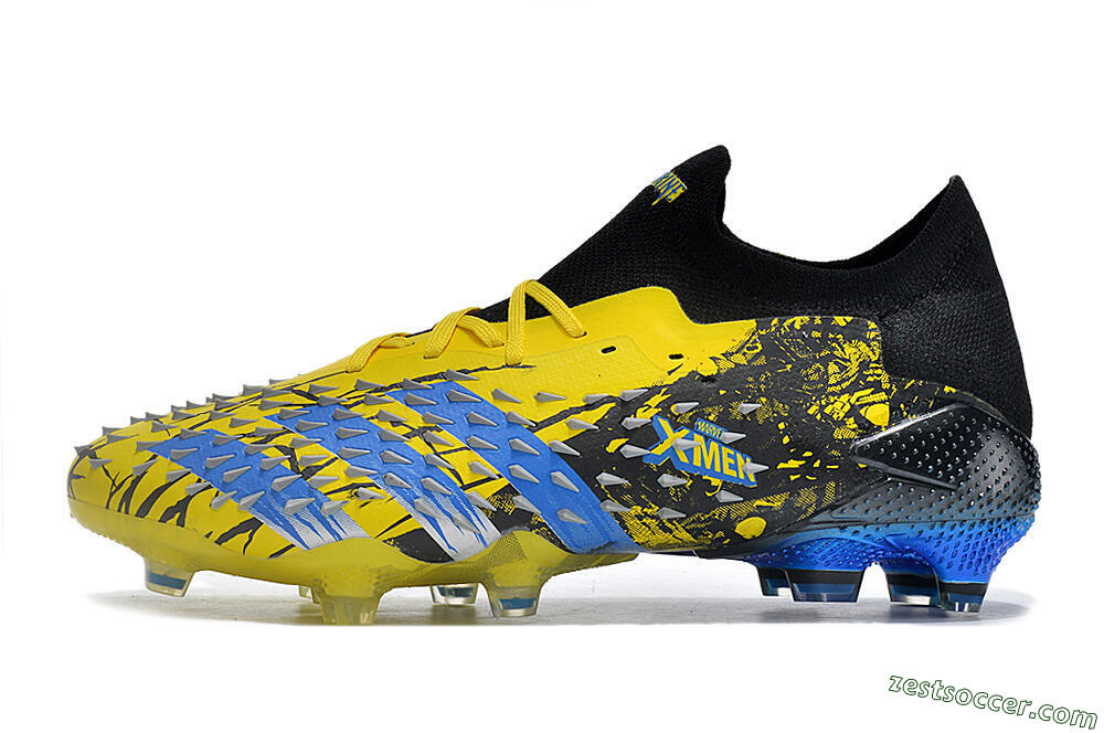 Adidas Predator Freak.1 Low FG Low-Tops Soccer Cleats - Yellow/Black/Blue 2