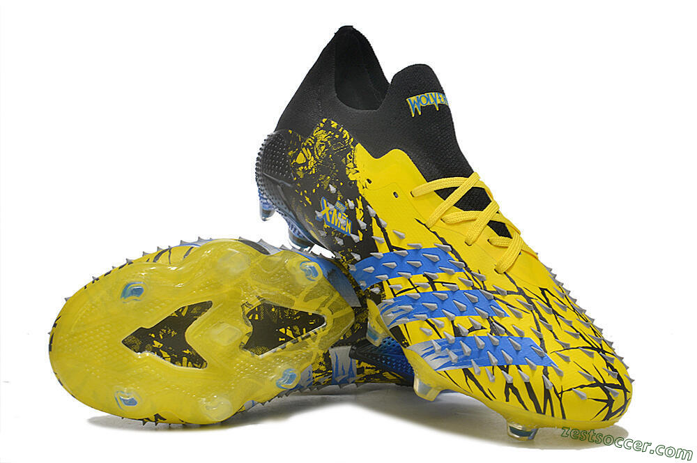 Adidas Predator Freak.1 Low FG Low-Tops Soccer Cleats - Yellow/Black/Blue 3