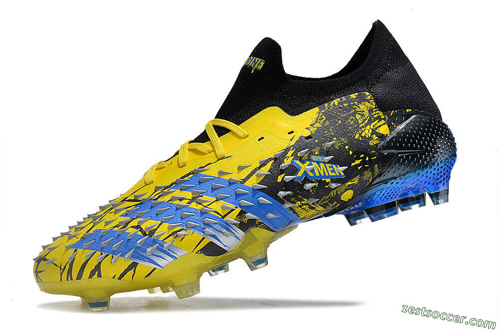 Adidas Predator Freak.1 Low FG Low-Tops Soccer Cleats - Yellow/Black/Blue 5
