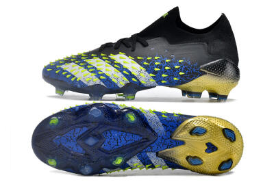 Adidas Predator Freak.1 Low FG Low-Tops Soccer Cleats - Black/Blue/Green