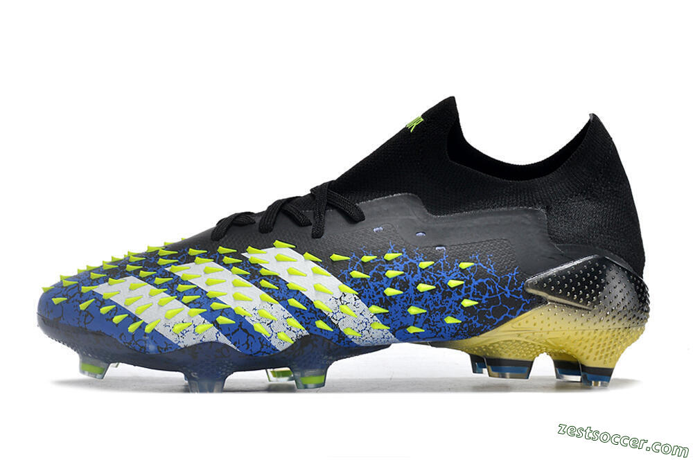 Adidas Predator Freak.1 Low FG Low-Tops Soccer Cleats - Black/Blue/Green 2