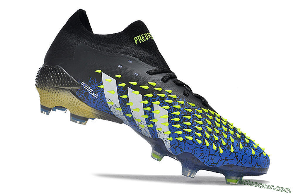 Adidas Predator Freak.1 Low FG Low-Tops Soccer Cleats - Black/Blue/Green 4