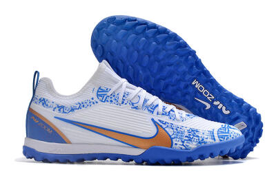 Nike Air Zoom Mercurial Vapor 15 Pro TF Low-Tops Soccer Shoes - White/Blue/Gold