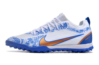 Nike Air Zoom Mercurial Vapor 15 Pro TF Low-Tops Soccer Shoes - White/Blue/Gold