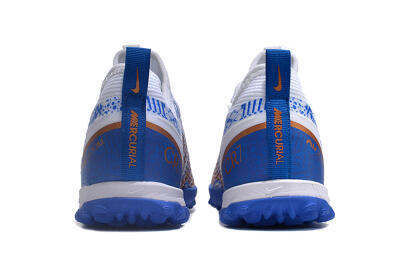 Nike Air Zoom Mercurial Vapor 15 Pro TF Low-Tops Soccer Shoes - White/Blue/Gold