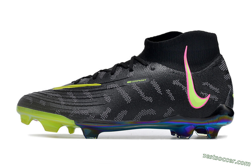 Nike Phantom Luna Elite FG High-Tops Soccer Cleats - Black/Yellow/Pink 2