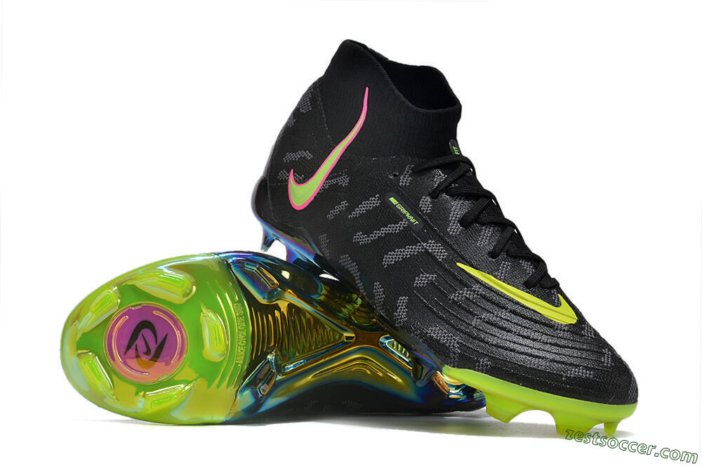 Nike Phantom Luna Elite FG High-Tops Soccer Cleats - Black/Yellow/Pink 3