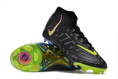 Nike Phantom Luna Elite FG High-Tops Soccer Cleats - Black/Yellow/Pink