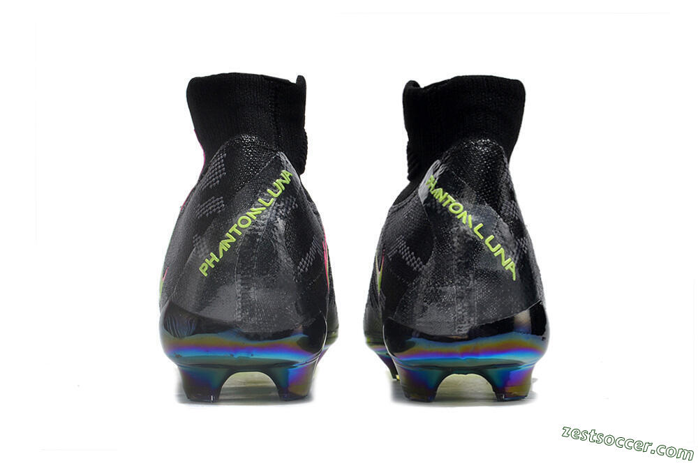 Nike Phantom Luna Elite FG High-Tops Soccer Cleats - Black/Yellow/Pink 5