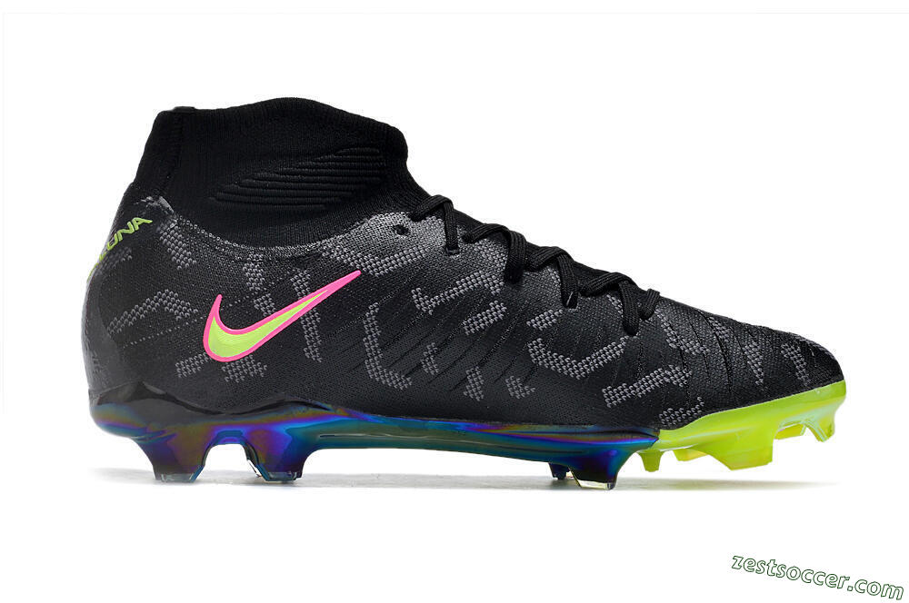 Nike Phantom Luna Elite FG High-Tops Soccer Cleats - Black/Yellow/Pink 7