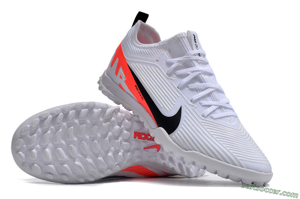 Nike Air Zoom Mercurial Vapor 15 Pro TF Low-Tops Soccer Shoes - White/Black/Red 3